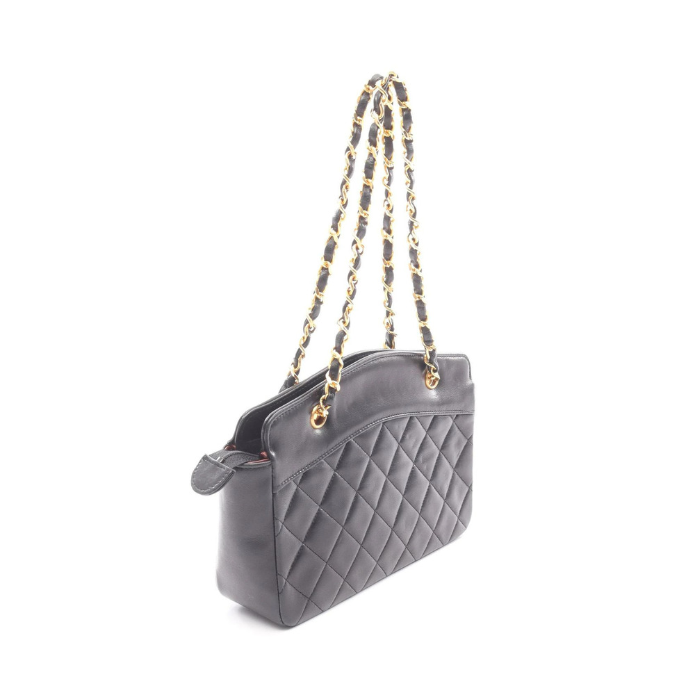 Chanel Black Matelasse Lambskin Sheepskin Handbag Black